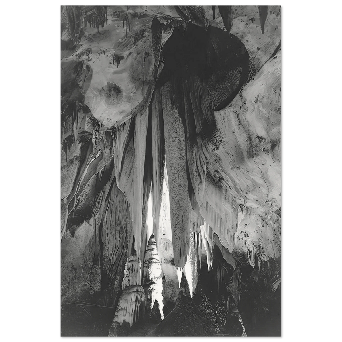 Onyx drapes in the Papoose Room, Carlsbad Caverns Poster | Ansel Adams Poster | Ansel Adams Store