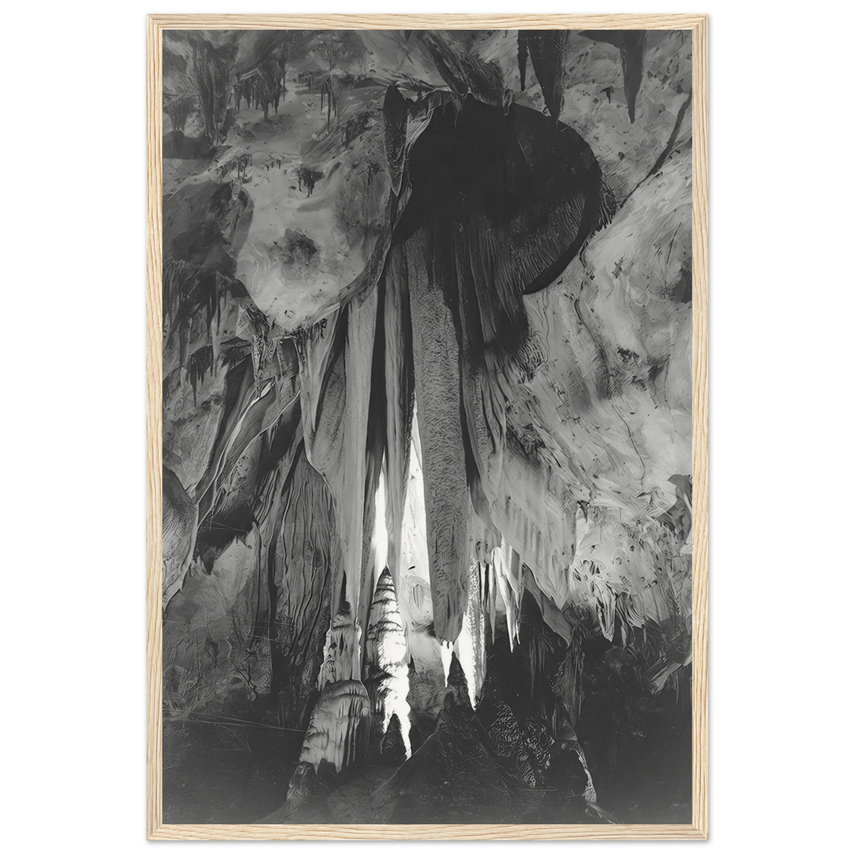 Onyx drapes in the Papoose Room, Carlsbad Caverns Framed Poster | Ansel Adams Framed Prints Wall Art | Ansel Adams Store