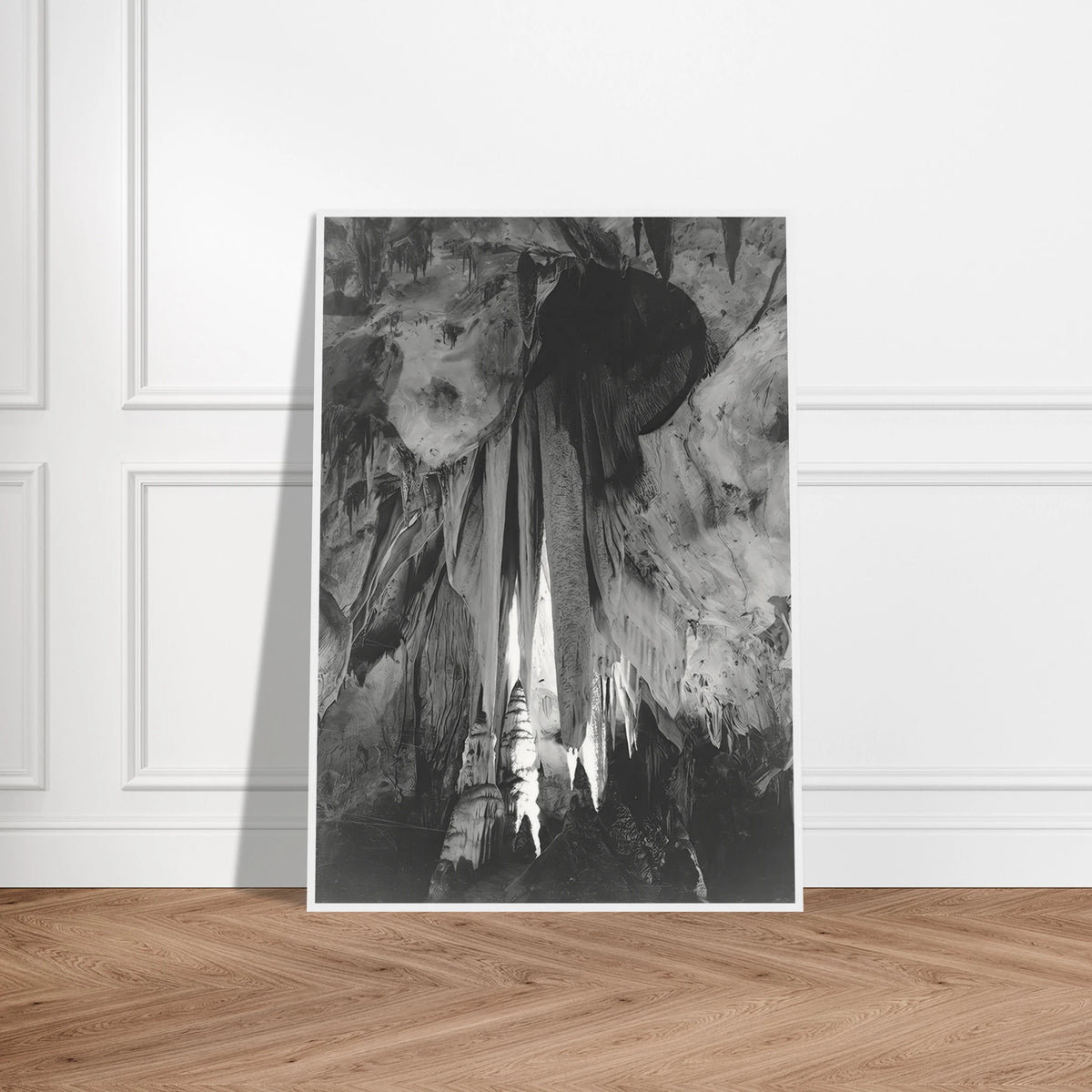 Onyx drapes in the Papoose Room, Carlsbad Caverns Framed Poster | Ansel Adams Framed Prints Wall Art | Ansel Adams Store