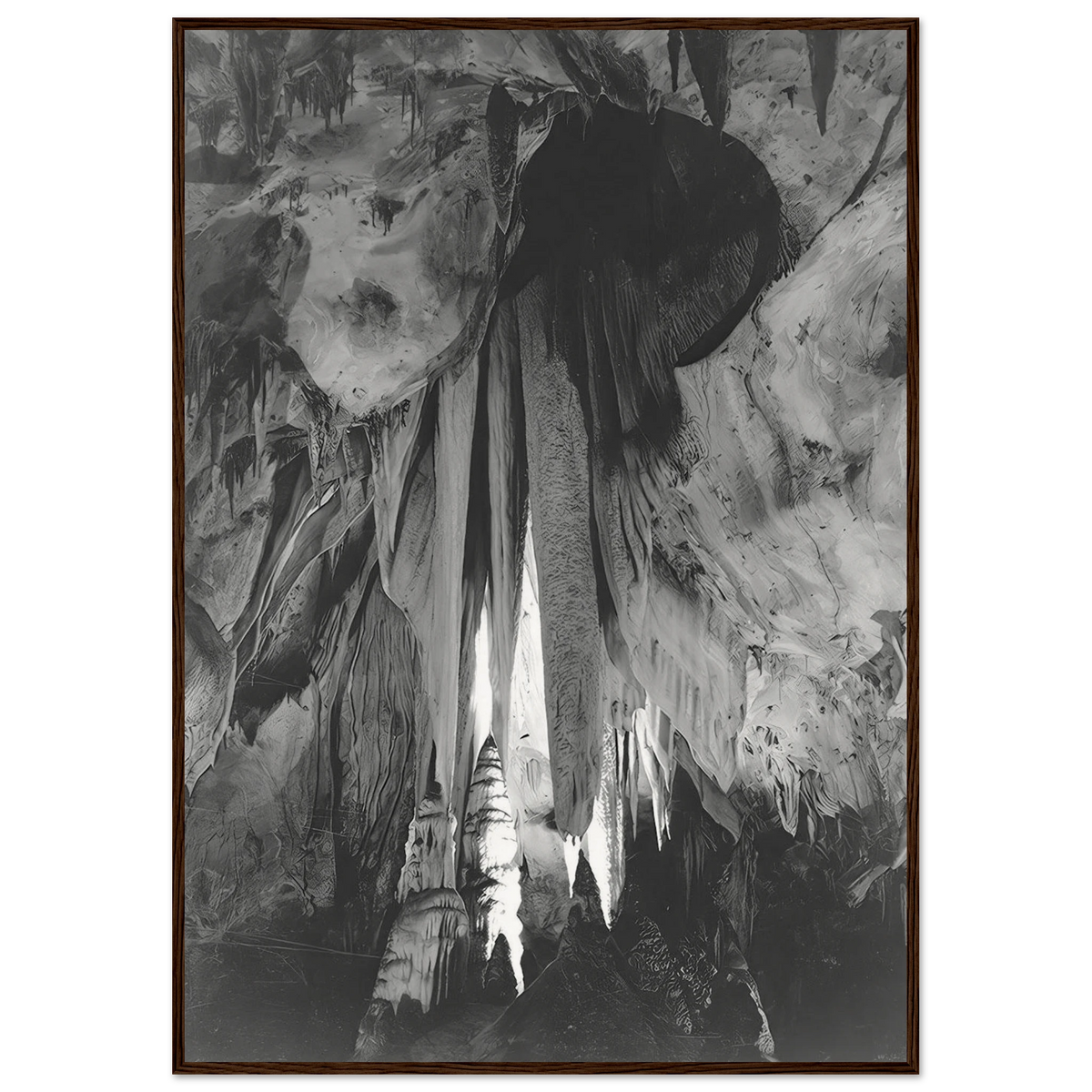 Onyx drapes in the Papoose Room, Carlsbad Caverns Framed Poster | Ansel Adams Framed Prints Wall Art | Ansel Adams Store