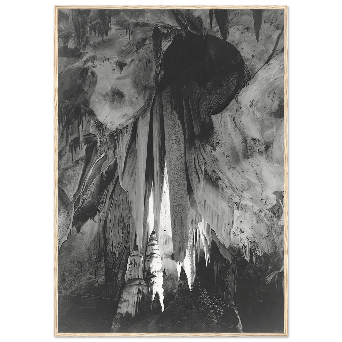 Onyx drapes in the Papoose Room, Carlsbad Caverns Framed Poster | Ansel Adams Framed Prints Wall Art | Ansel Adams Store