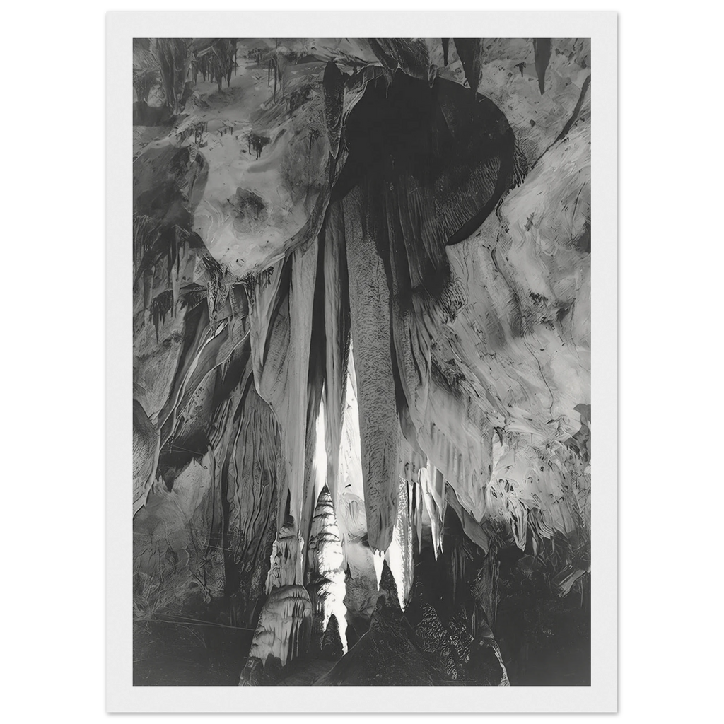 Onyx drapes in the Papoose Room, Carlsbad Caverns Framed Poster | Ansel Adams Framed Prints Wall Art | Ansel Adams Store